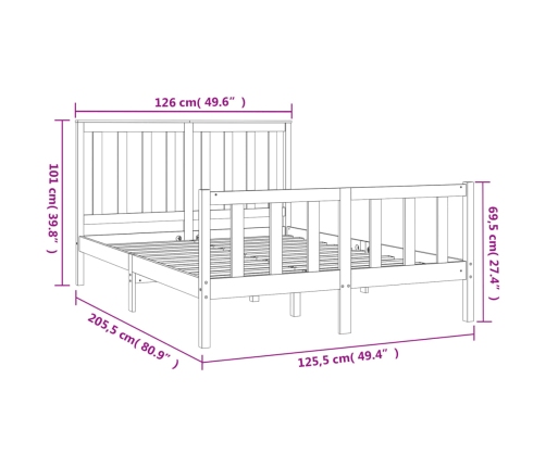 vidaXL Estructura de cama con cabecero madera pino negro 120x200 cm