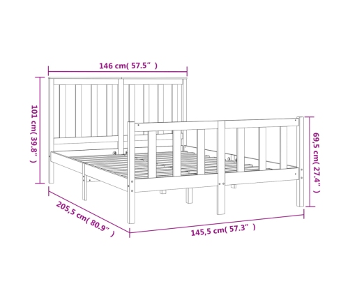 Estructura de cama sin colchón madera de pino blanca 140x200 cm