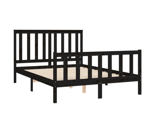 vidaXL Estructura de cama con cabecero madera pino negro 140x200 cm