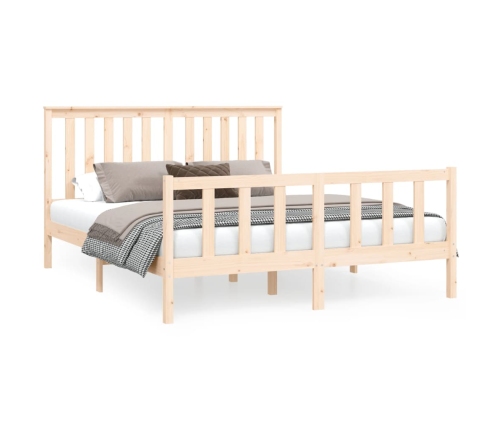 Estructura de cama con cabecero madera de pino blanco 150x200cm
