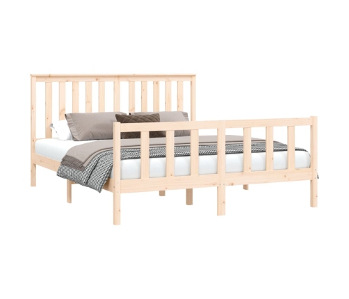 Estructura de cama con cabecero madera de pino blanco 150x200cm