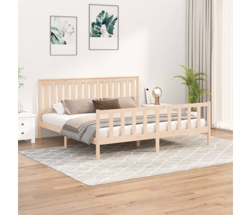 Estructura de cama con cabecero madera maciza de pino 180x200cm