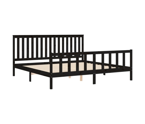 vidaXL Estructura de cama con cabecero madera de pino negro 180x200 cm