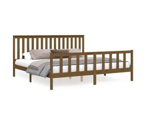 Estructura cama con cabecero madera pino marrón miel 200x200 cm