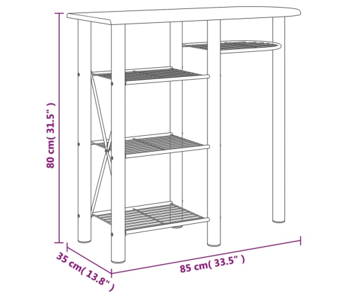 Mesa y taburetes altos 3 pzas hierro y madera gris y marrón