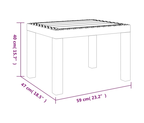 Mesa de jardín PP blanco 59x47x40 cm