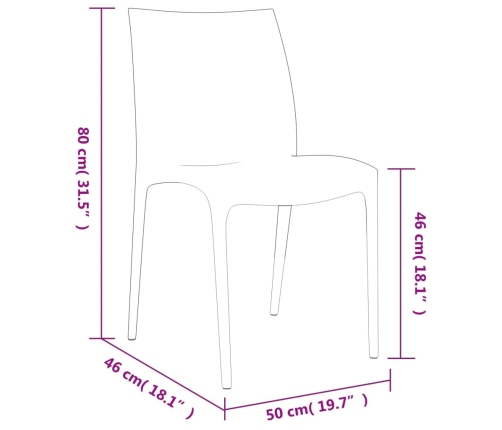 vidaXL Sillas de jardín 2 uds polipropileno blanco 50x46x80 cm