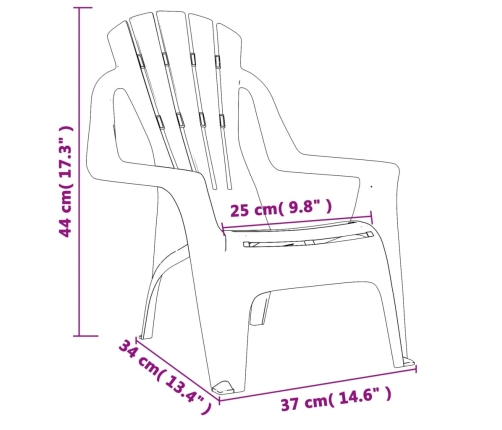 Sillas de jardín niños 2 uds aspecto madera PP rojo 37x34x44 cm