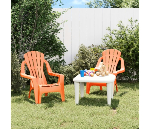 vidaXL Sillas jardín niños 2 uds aspecto madera PP naranja 37x34x44 cm