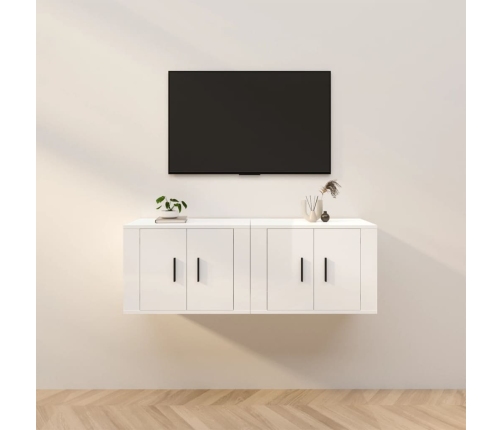 Muebles para TV de pared 2 uds blanco brillante 57x34,5x40 cm