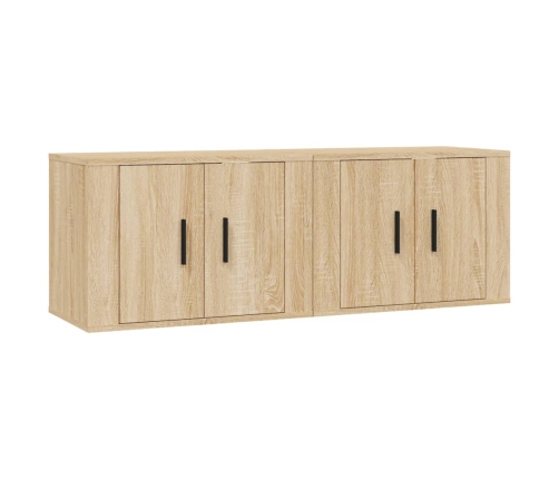 vidaXL Muebles para TV de pared 2 uds roble Sonoma 57x34,5x40 cm