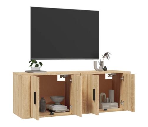 vidaXL Muebles para TV de pared 2 uds roble Sonoma 57x34,5x40 cm