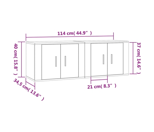 Muebles para TV de pared 2 uds roble ahumado 57x34,5x40 cm