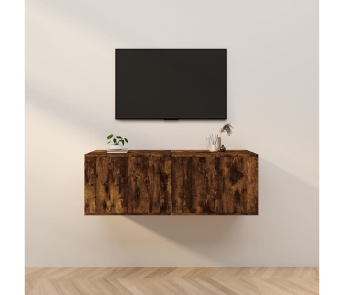 Muebles para TV de pared 2 uds roble ahumado 57x34,5x40 cm