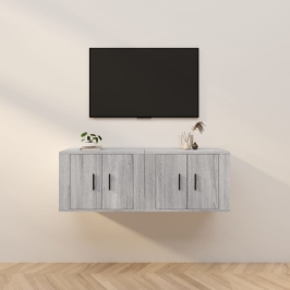 Muebles para TV de pared 2 uds gris Sonoma 57x34,5x40 cm