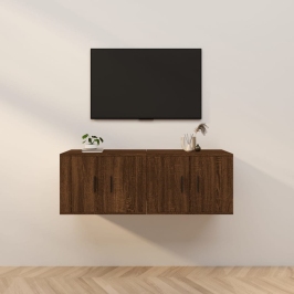Muebles para TV de pared 2 uds roble marrón 57x34,5x40 cm