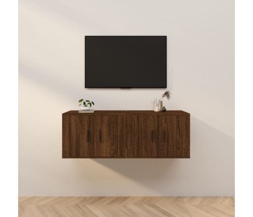 vidaXL Muebles para TV de pared 2 uds roble marrón 57x34,5x40 cm