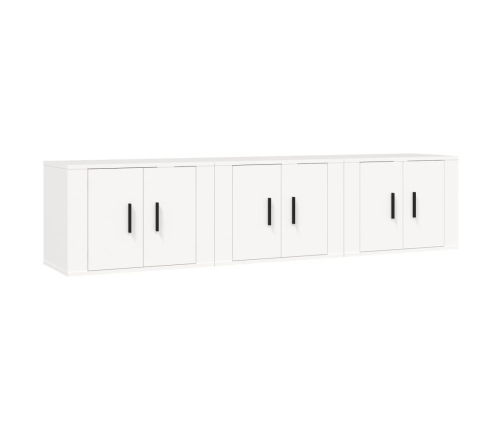 Muebles de TV de pared 3 uds blanco 57x34,5x40 cm