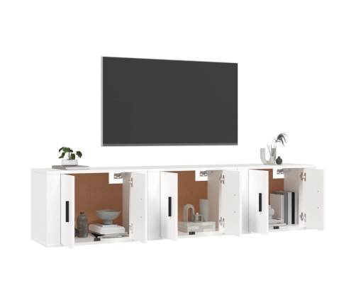 Muebles de TV de pared 3 uds blanco 57x34,5x40 cm