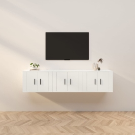 Muebles de TV de pared 3 uds blanco 57x34,5x40 cm