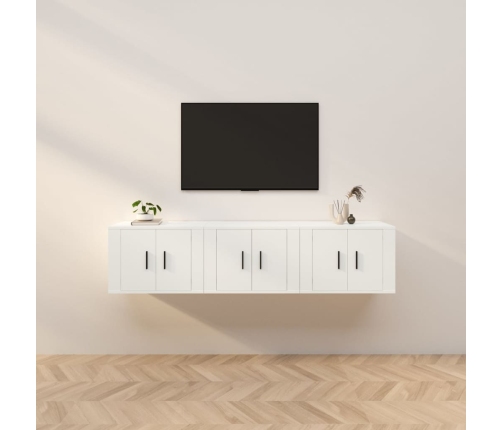 Muebles de TV de pared 3 uds blanco 57x34,5x40 cm