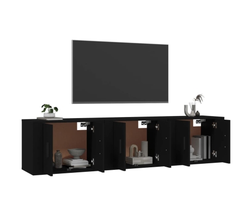 vidaXL Muebles para TV de pared 3 uds negro 57x34,5x40 cm