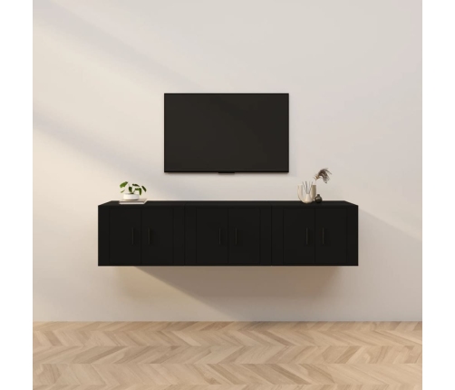 vidaXL Muebles para TV de pared 3 uds negro 57x34,5x40 cm