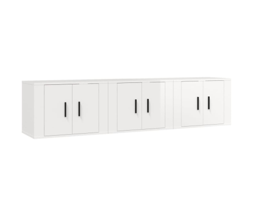 Muebles para TV de pared 3 uds blanco brillante 57x34,5x40 cm