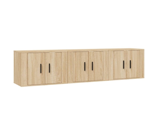 Muebles para TV de pared 3 uds roble Sonoma 57x34,5x40 cm