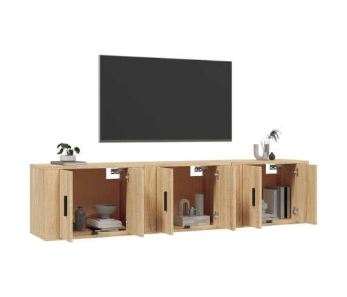 Muebles para TV de pared 3 uds roble Sonoma 57x34,5x40 cm