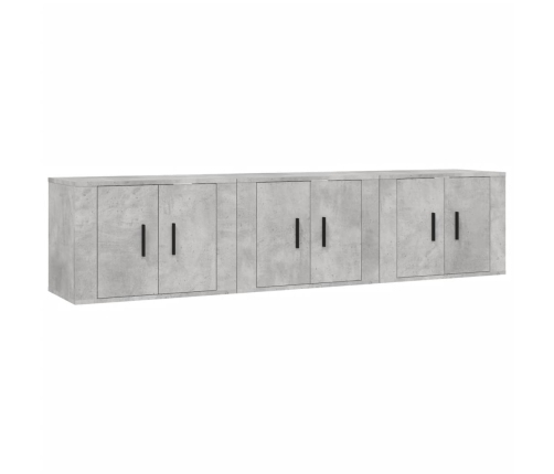 Muebles para TV de pared 3 uds gris hormigón 57x34,5x40 cm