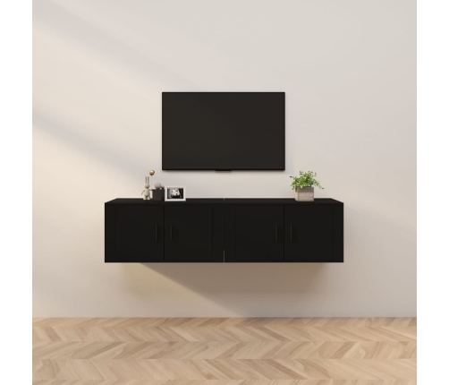 Muebles para TV de pared 2 uds negro 80x34,5x40 cm