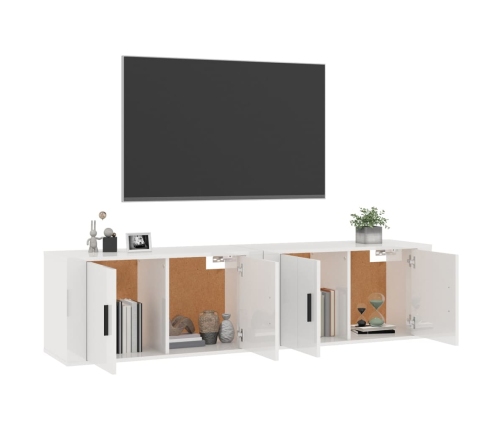 Muebles para TV de pared 2 uds blanco brillante 80x34,5x40 cm