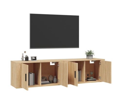 Muebles para TV de pared 2 uds roble Sonoma 80x34,5x40 cm