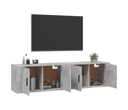 vidaXL Muebles para TV de pared 2 uds gris hormigón 80x34,5x40 cm