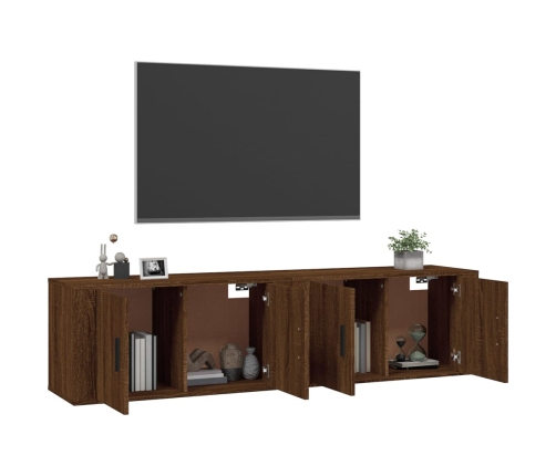 vidaXL Muebles para TV de pared 2 uds roble marrón 80x34,5x40 cm