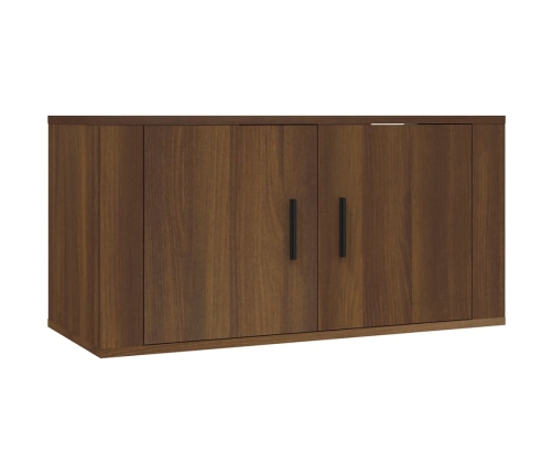 Muebles para TV de pared 2 uds roble marrón 80x34,5x40 cm