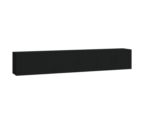 Muebles para TV de pared 3 uds negro 80x34,5x40 cm