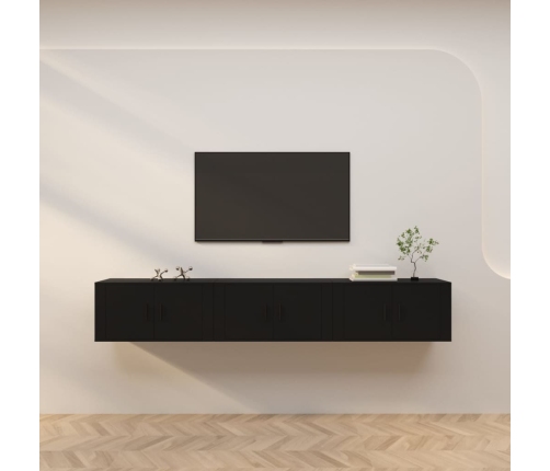 Muebles para TV de pared 3 uds negro 80x34,5x40 cm