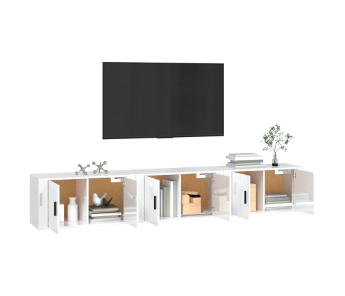 Muebles para TV de pared 3 uds blanco brillante 80x34,5x40 cm