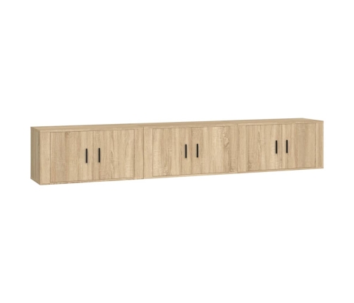 Muebles para TV de pared 3 uds roble Sonoma 80x34,5x40 cm