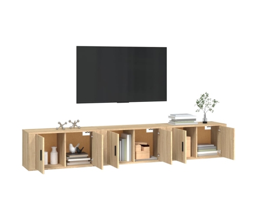 Muebles para TV de pared 3 uds roble Sonoma 80x34,5x40 cm