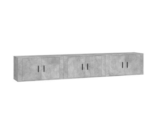 Muebles para TV de pared 3 uds gris hormigón 80x34,5x40 cm