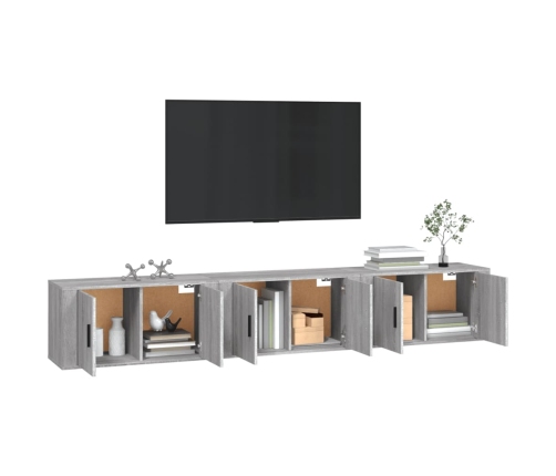 Muebles para TV de pared 3 uds gris Sonoma 80x34,5x40 cm