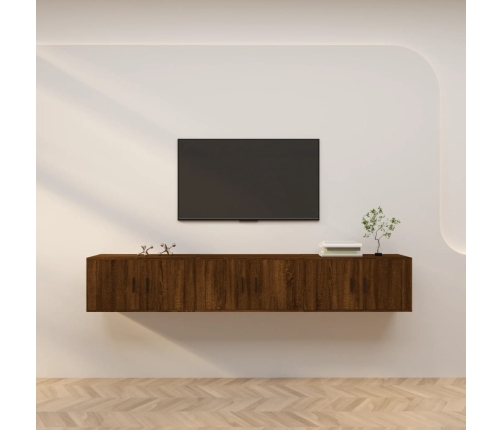 Muebles para TV de pared 3 uds roble marrón 80x34,5x40 cm