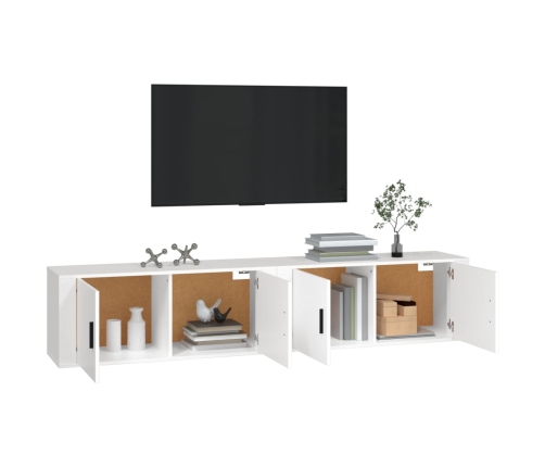 Muebles para TV de pared 2 uds blanco 100x34,5x40 cm