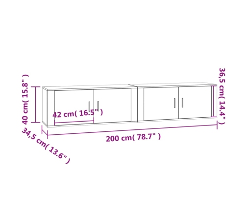 Muebles para TV de pared 2 uds blanco 100x34,5x40 cm