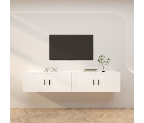 Muebles para TV de pared 2 uds blanco 100x34,5x40 cm