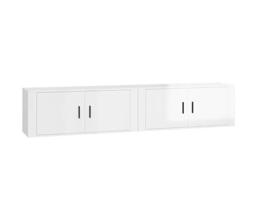 vidaXL Muebles para TV de pared 2 uds blanco brillante 100x34,5x40 cm