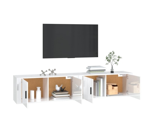 vidaXL Muebles para TV de pared 2 uds blanco brillante 100x34,5x40 cm